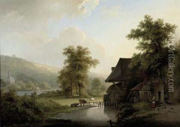 The Watermill Oil Painting - Jan Jacob Fels