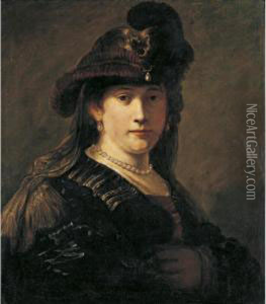 Portrait Of A Lady Oil Painting - Govert Teunisz. Flinck