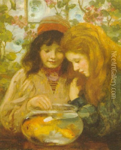 The Goldfish Bowl Oil Painting - William Stewart MacGeorge