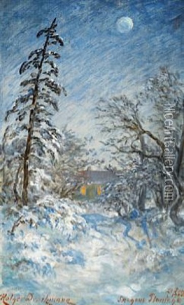 P.s. Kroyer's House At Winter Oil Painting - Holger Henrik Herholdt Drachmann