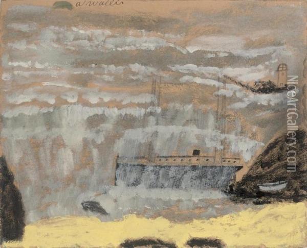 Sinking Ship And Lifeboat Oil Painting - Alfred Wallis