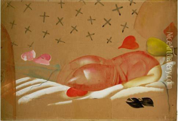 La Dormeuse Aux Cartes, Circa 1920 Oil Painting - Boris Dimitrevich Grigoriev