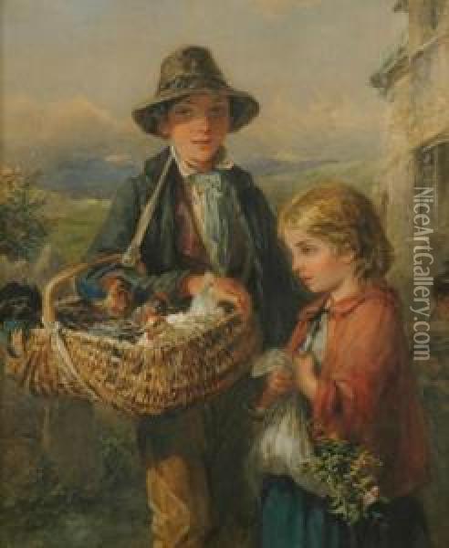 Going To Market Oil Painting - Frank William Warwick Topham