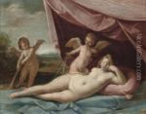 Venus And Cupid Oil Painting - Guido Reni