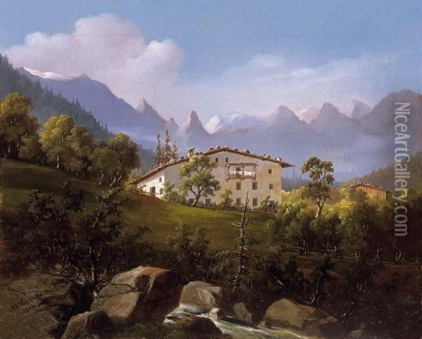 Alpine Landscape Oil Painting - Franz Anton Feilhammer