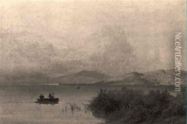 Lago Lombardo Con Pescatori Oil Painting - Gaetano Fasanotti