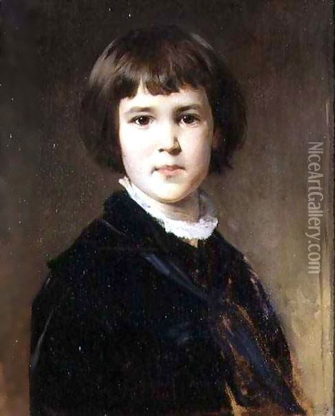 Portrait of the Artist's Son, Gustav Oil Painting - Baron Heinrich von Angeli