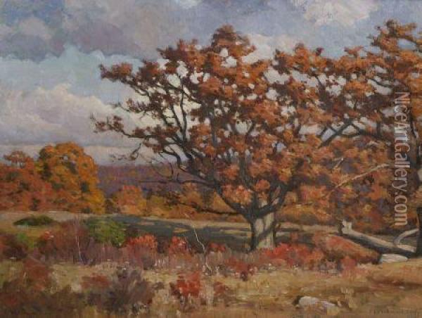 Mcsparran Hill Oaks Oil Painting - Frank Convers Mathewson