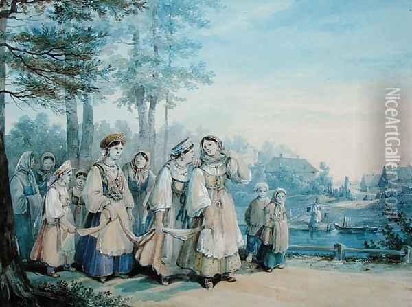Russian Peasants, 1840 Oil Painting - Colmann