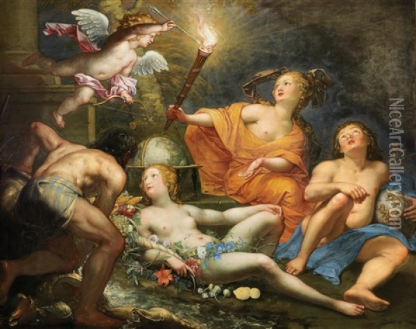 An Allegory Of The Four Elements Oil Painting - Jan van Dalen the Elder