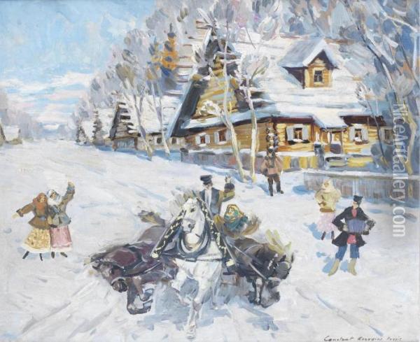 Russian Winter Oil Painting - Konstantin Alexeievitch Korovin