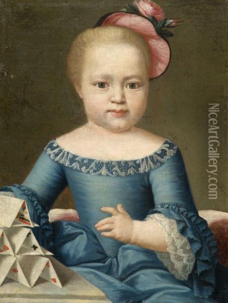 Portrait D'enfant Au Chapeau Rouge Oil Painting - Johan Michael Baader