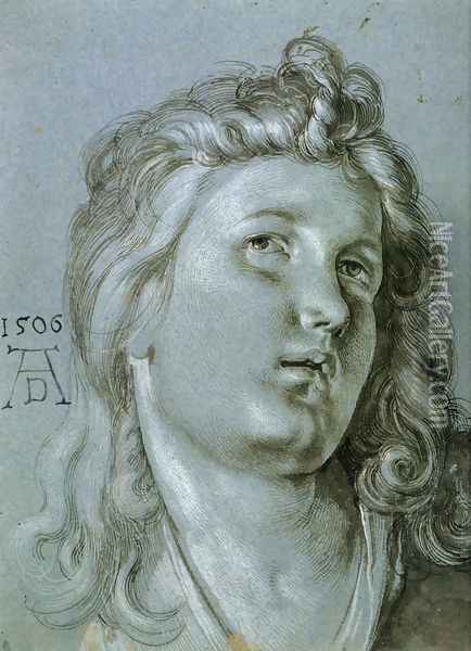 Head Of An Angel Oil Painting - Albrecht Durer