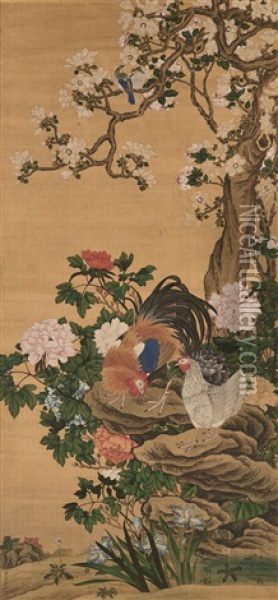 Birds And Flowers Oil Painting -  Jiang Tingxi