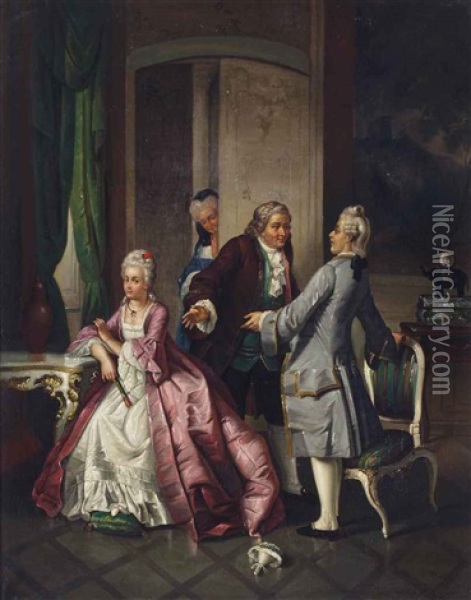 The Proposal Oil Painting - Henricus Engelbertus Reijntjens