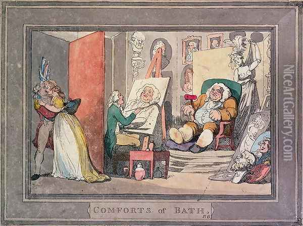 The Portrait Studio, plate 6 from Comforts of Bath, 1798 Oil Painting - Thomas Rowlandson