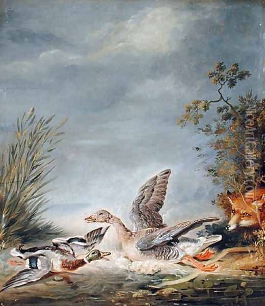 Fox and Waterfowl Oil Painting - Friedrich Tischbein