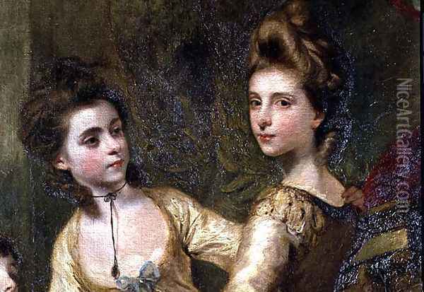 Two Elegant Young Girls, detail from the painting The Fourth Duke of Marlborough and his Family, 1777-78 Oil Painting - Sir Joshua Reynolds