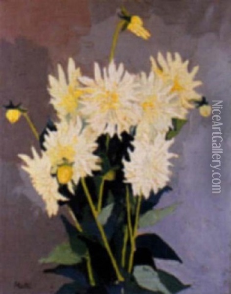 Chrysanthemen Oil Painting - Martel Schwichtenberg
