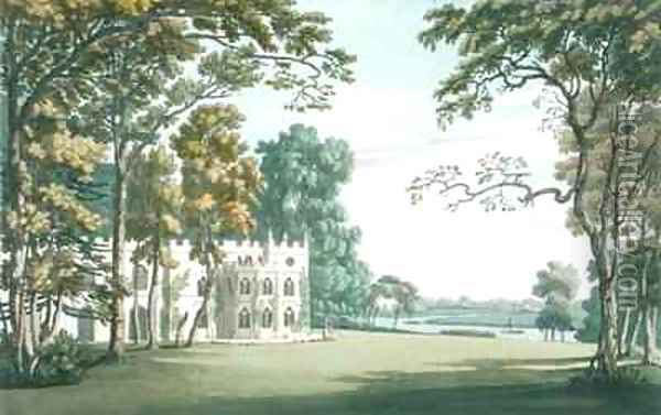 The House gardens and lake at Strawberry Hill Oil Painting - Joseph Farington