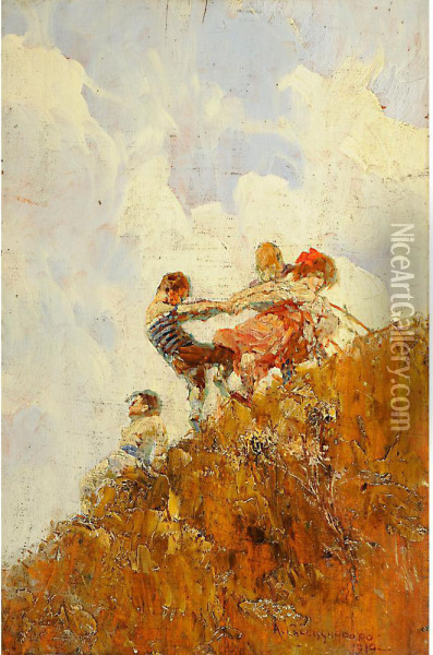 Giro-girotondo Oil Painting - Antonio Calcagnadoro