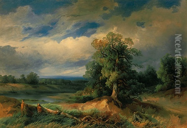 Sommerliche Landschaft Oil Painting - August Schaeffer