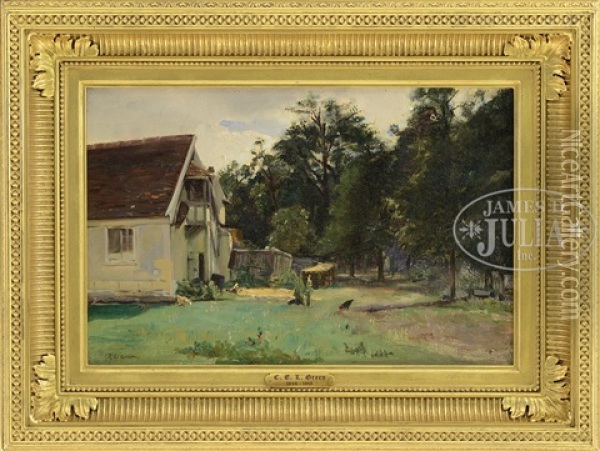 Farmyard With Chickens Oil Painting - Charles Edwin Lewis Green