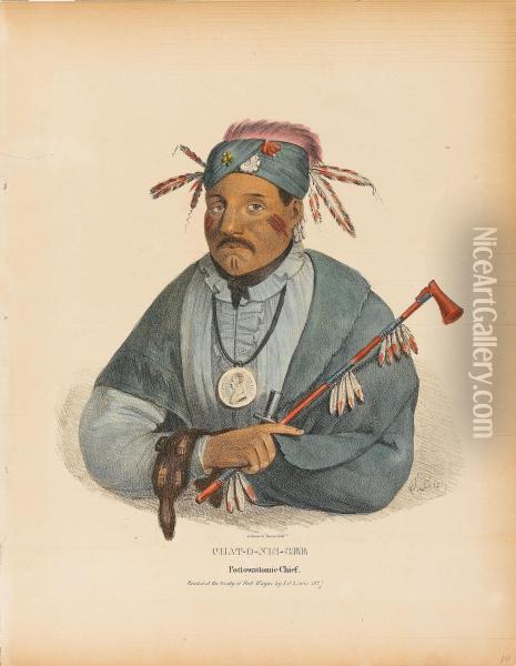 Chat-o-nis-see, Pottowattomie Chief; Weesh-cub,or The Sweet; Ker-o-menee, A Celebrated Winnegabo Chief Oil Painting - James Otto Lewis