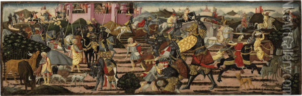 The Slaying Of Goliath Oil Painting - Giovanni di ser Giovanni Guidi (see Scheggia)