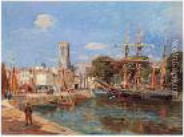 Port De Mer Oil Painting - Edmond Marie Petitjean