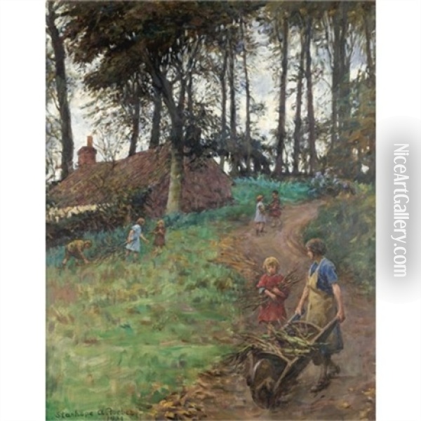 A Country Lane (woodgatherers) Oil Painting - Stanhope Forbes