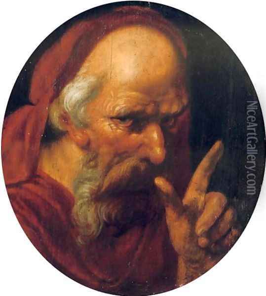 A 'tronie' of a bearded old man, possibly Saint Jerome Oil Painting - Hendrick Goltzius