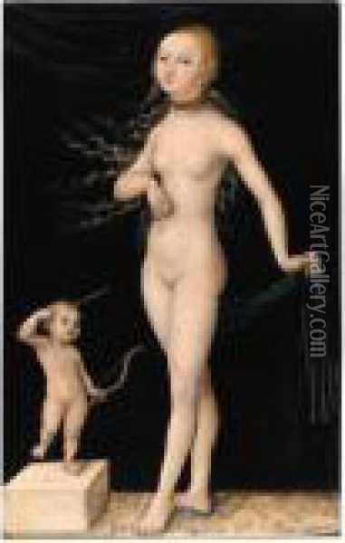 Venus And Cupid Oil Painting - Lucas The Elder Cranach