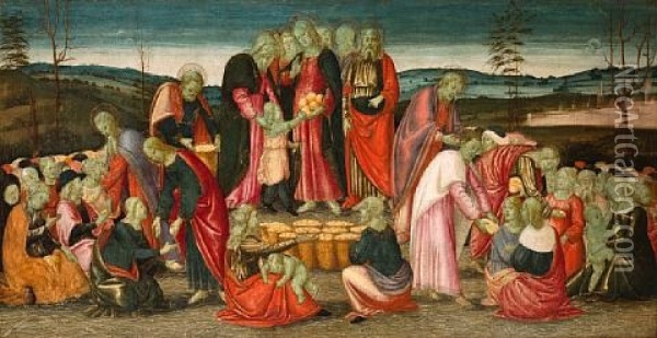 The Miracle Of The Loaves And Fishes Oil Painting - Jacopo Del Sellaio