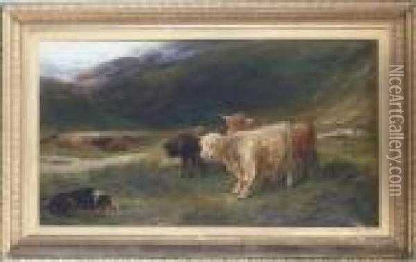 Keeping The Herd At Bay Oil Painting - Henry Garland