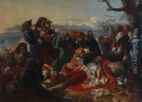Death Of General Turene Oil Painting - Henri Felix Emmanuel Philippoteaux