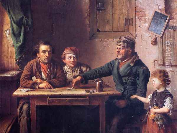 The Card Players Oil Painting - Eastman Johnson