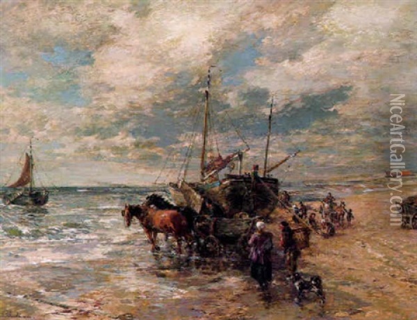 Fischerboote An Der Estnischen Kuste Oil Painting - Gregor von Bochmann the Elder
