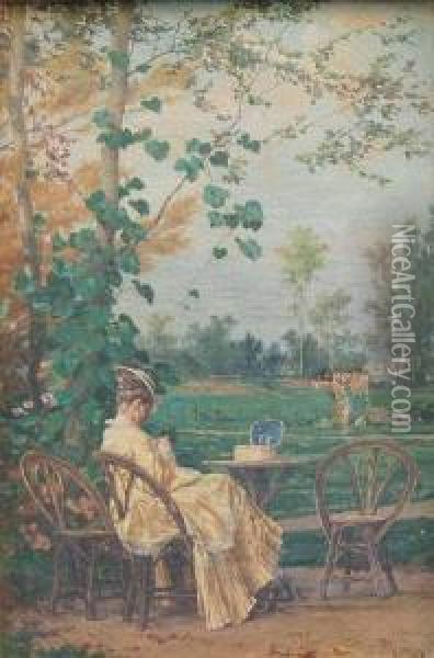 femme Dans Le Jardin  Oil Painting - Frederick Hendrik Kaemmerer