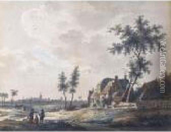 A Pair Of Views, Of Naarden And Weesp Oil Painting - Nicolaes Wicart