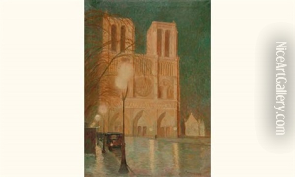 Notre-dame De Paris La Nuit Oil Painting - Artur Markowicz