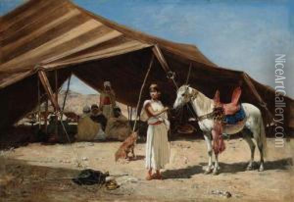 A Bedouin Encampment Oil Painting - Victor Pierre Huguet