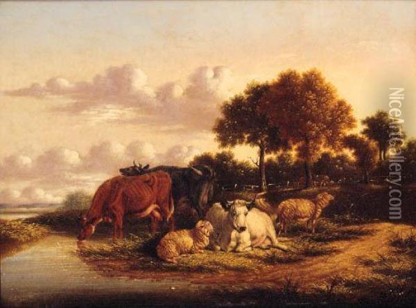Cattle And Sheep Grazing In Extensive Landscapes Oil Painting - Pierre Emanuel Dielman