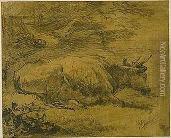 Study of a Cow in a Landscape Oil Painting - Thomas Gainsborough