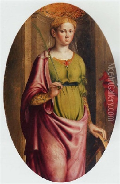 Saint Catherine Oil Painting - Innocenzo di Pietro (da Imola) Francucci