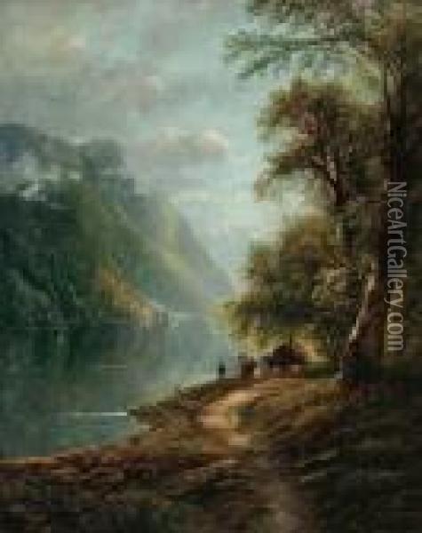 A Stroll By The Riverside Oil Painting - Edmund Darch Lewis