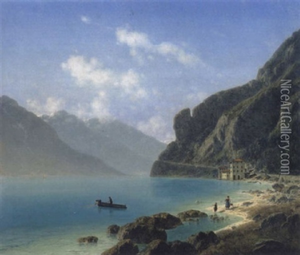 Am Luganer See Oil Painting - Josef von Schloegl