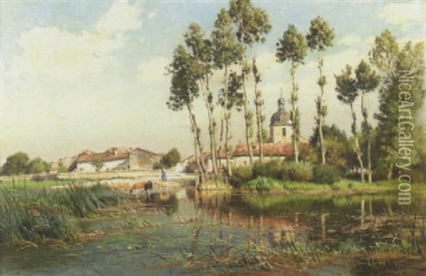 St. Martin Sur Meusse Oil Painting - Alfred Renaudin