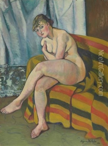 Nu Assis Sur Un Canape Oil Painting - Suzanne Valadon