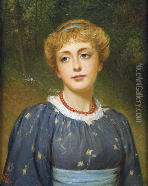 Lady In An Aesthetic Dress Oil Painting - Charles Sillem Lidderdale
